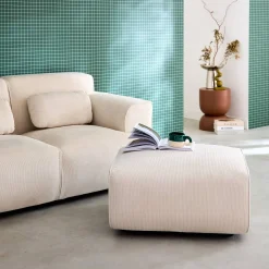 Sitzhocker, Fußhocker mit Cordbezug für 2-Sitzer-Sofa Wallas