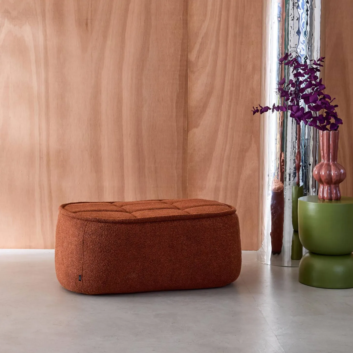 Sitzhocker, Fußhocker mit strukturierem Bouclé-Bezug für den Sessel Boni