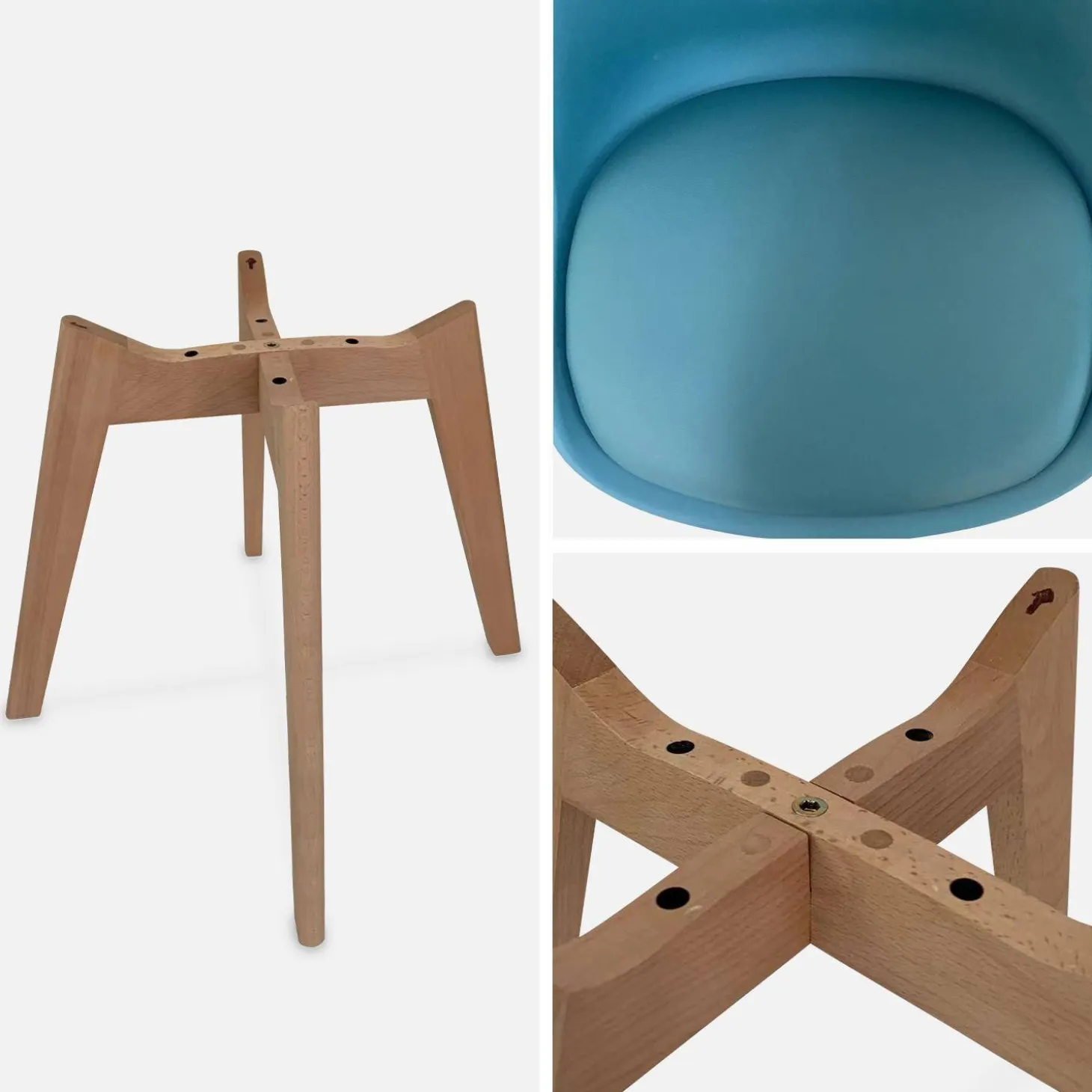 6 skandinavische Stühle mit Holzbeinen
