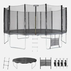 Trampolin 490 cm mit Sicherheitsnetz und Zubehörset