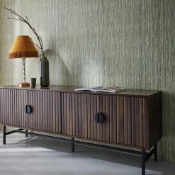 TV-Möbel mit geriffeltem Holzdekor 160 cm