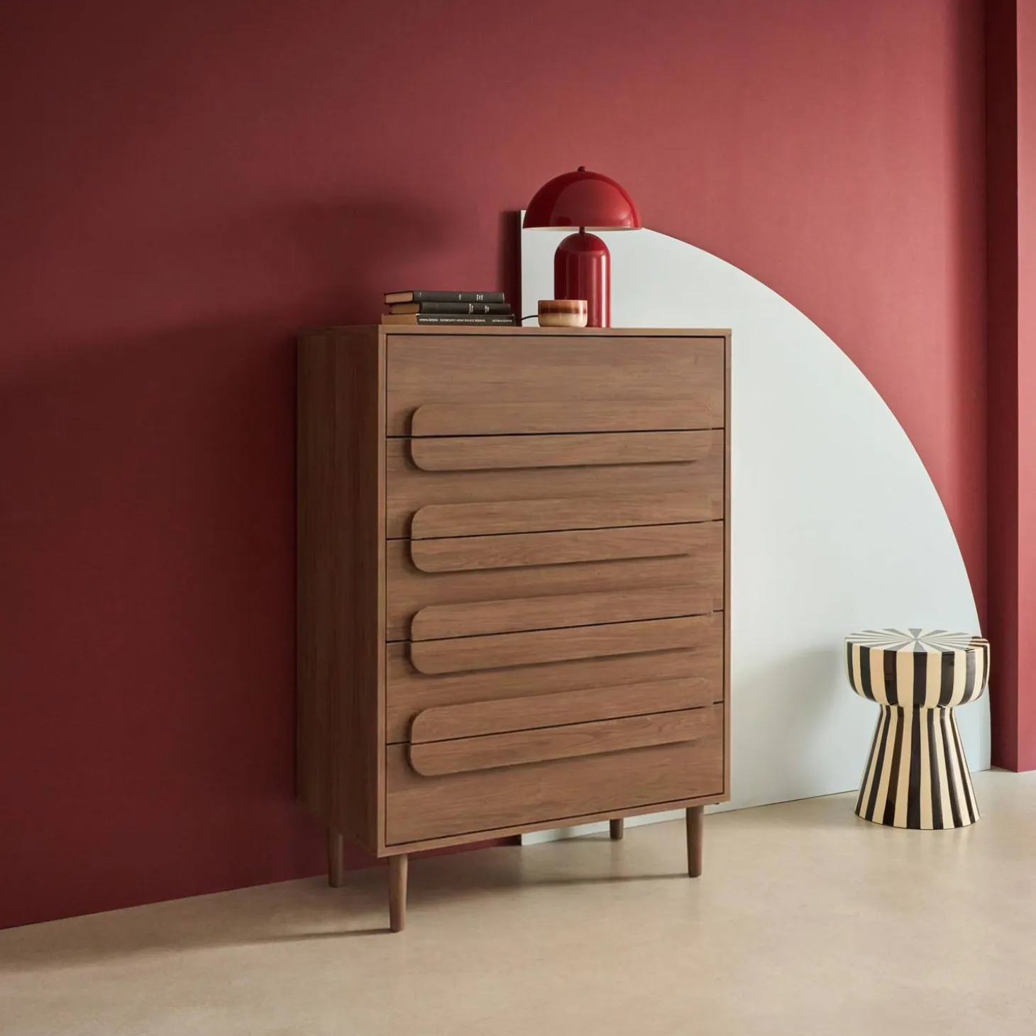 Vintage-Kommode in Holzoptik mit 5 Schubladen