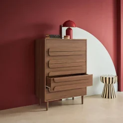 Vintage-Kommode in Holzoptik mit 5 Schubladen