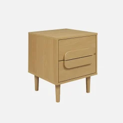 Vintage-Nachttisch im Holzlook mit 2 Schubladen