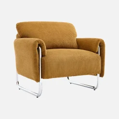 Vintage-Sessel mit Cordbezug und verchromtem Gestell
