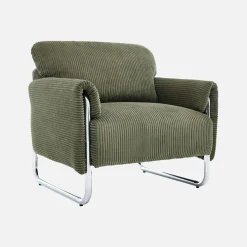 Vintage-Sessel mit Cordbezug und verchromtem Gestell
