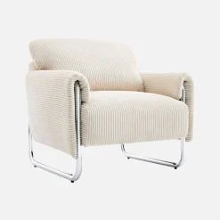 Vintage-Sessel mit Cordbezug und verchromtem Gestell
