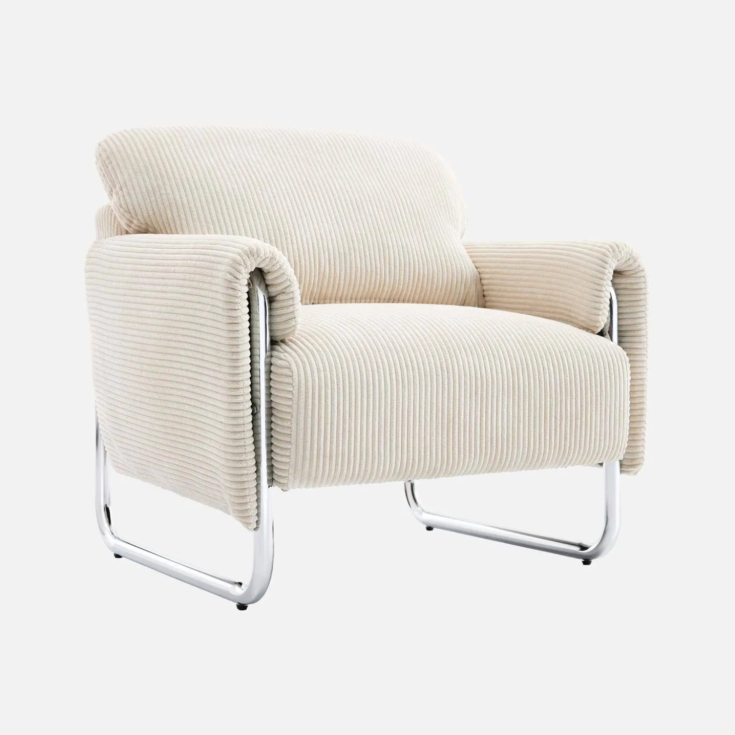 Vintage-Sessel mit Cordbezug und verchromtem Gestell