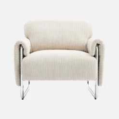 Vintage-Sessel mit Cordbezug und verchromtem Gestell