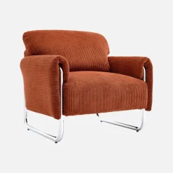Vintage-Sessel mit Cordbezug und verchromtem Gestell