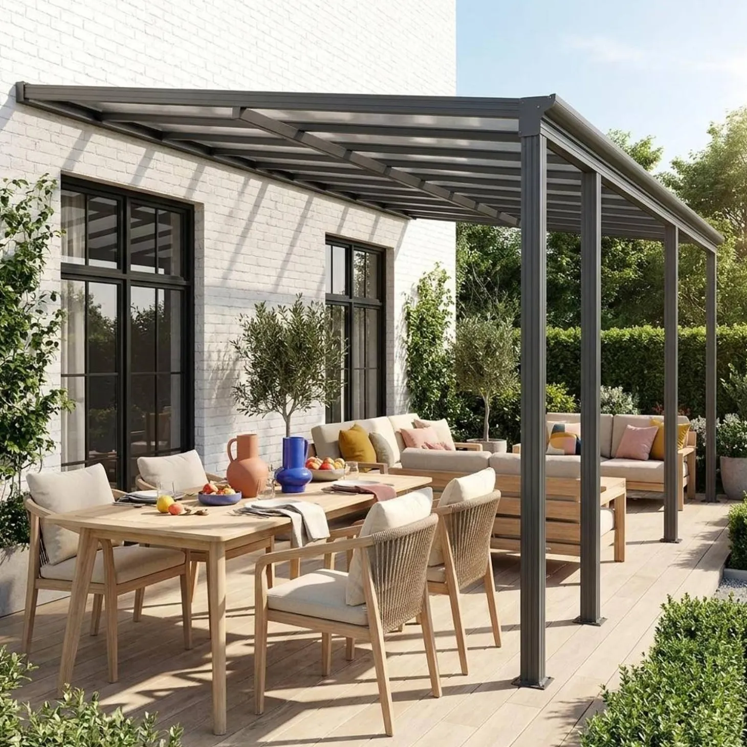 Wardpergola Carport aus Aluminium 3x6 m mit Regenrinne