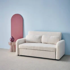 Abgerundetes 2-Sitzer Sofa mit Bouclé-Bezug