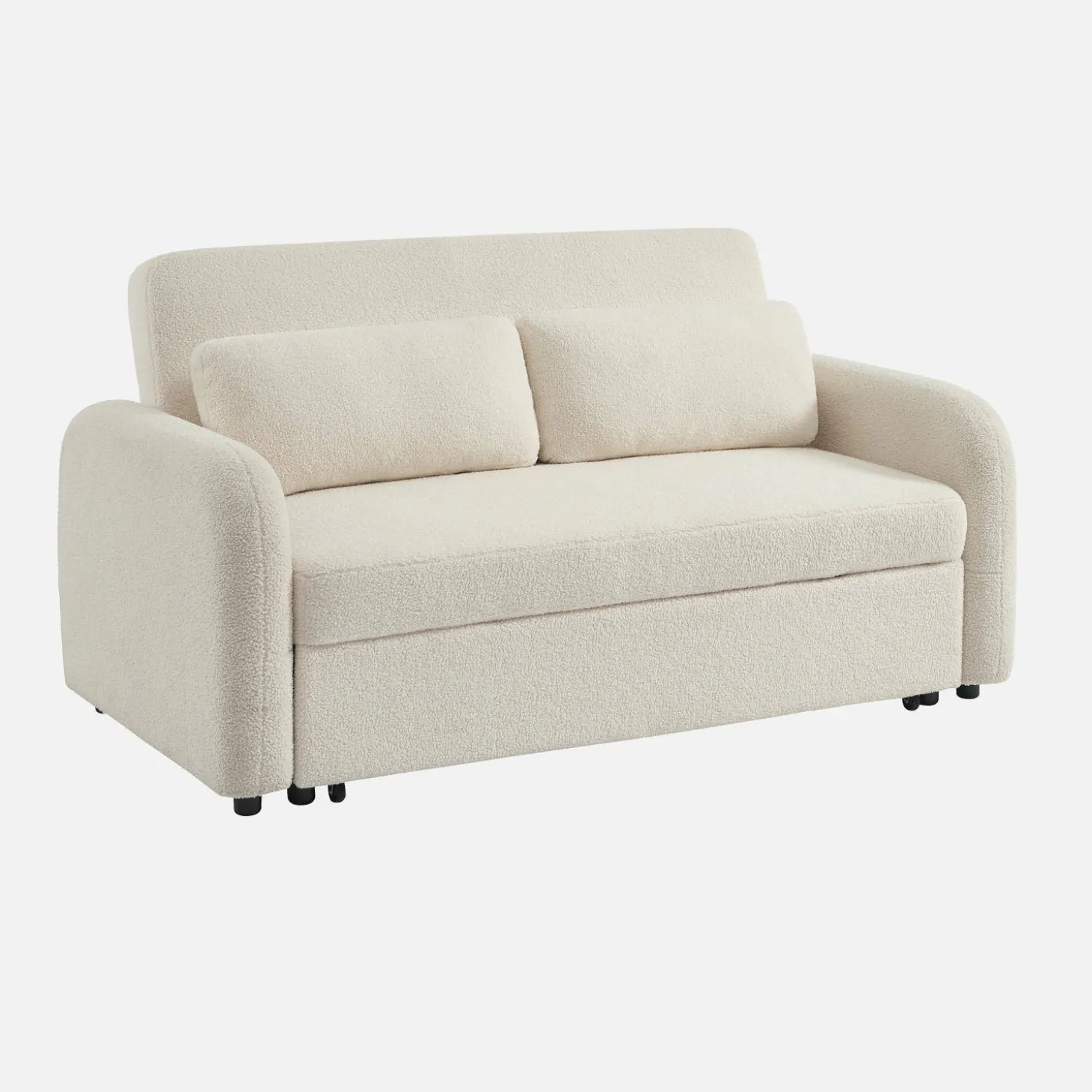 Abgerundetes 2-Sitzer Sofa mit Bouclé-Bezug