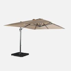 Ampel-Sonnenschirm rechteckig 3x4m + befüllbare Platten 50x50cm