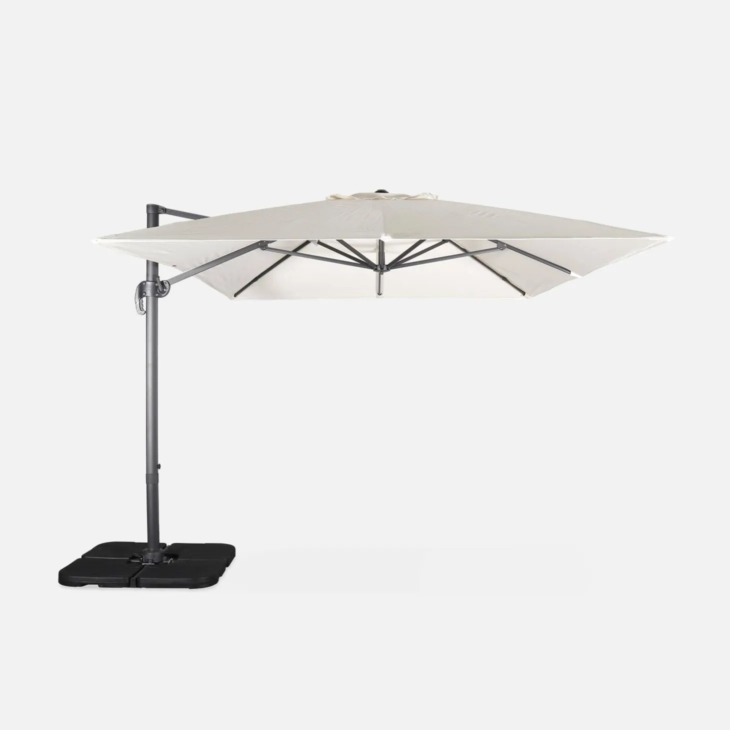 Ampel-Sonnenschirm rechteckig 3x4m + befüllbare Platten 50x50cm