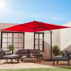 Ampel-Sonnenschirm rechteckig 3x4m + befüllbare Platten 50x50cm