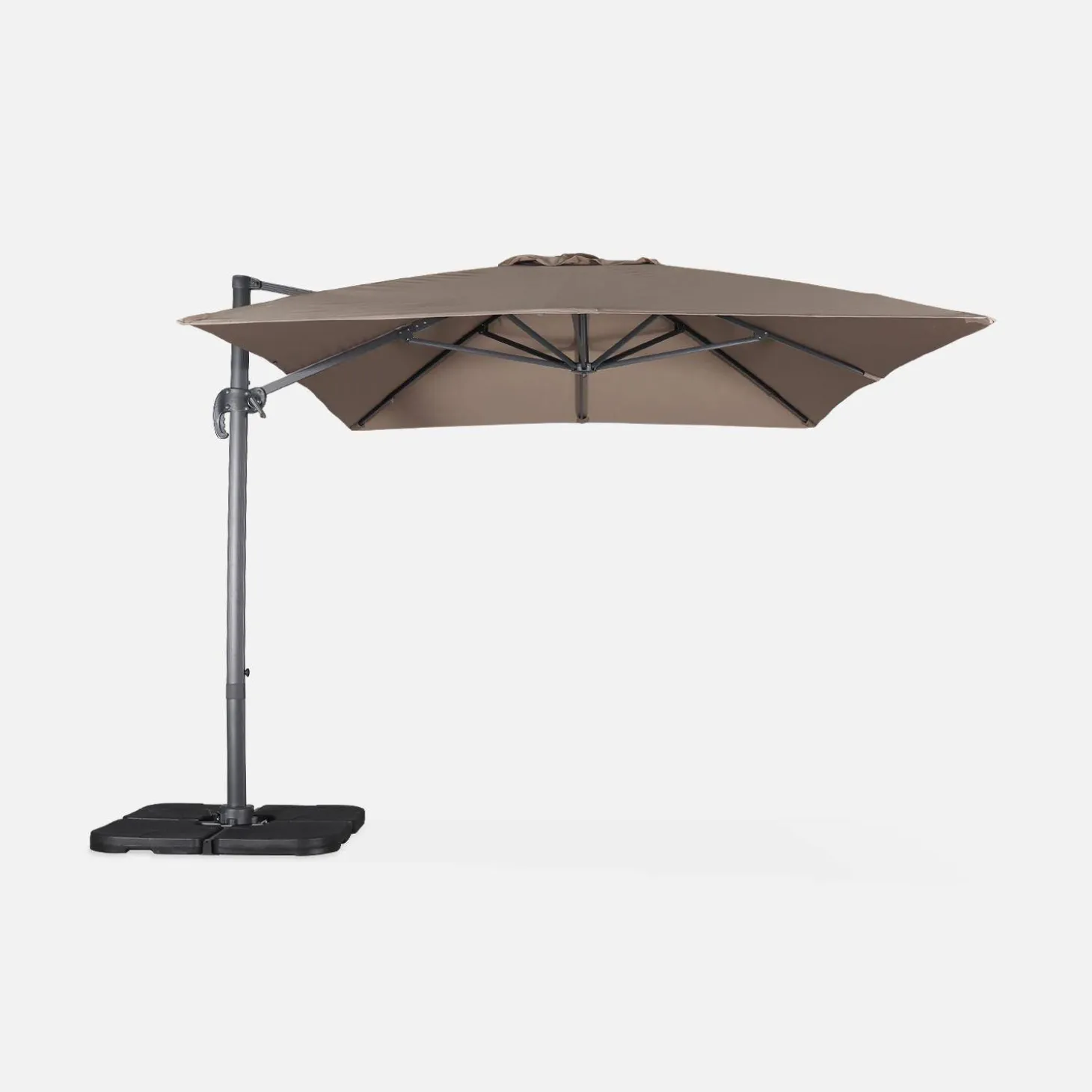Ampel-Sonnenschirm rechteckig 3x4m + befüllbare Platten 50x50cm