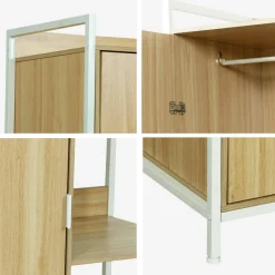 Ankleidemodul mit 1 Kleiderstange, 6 Regalen und 1 Tür