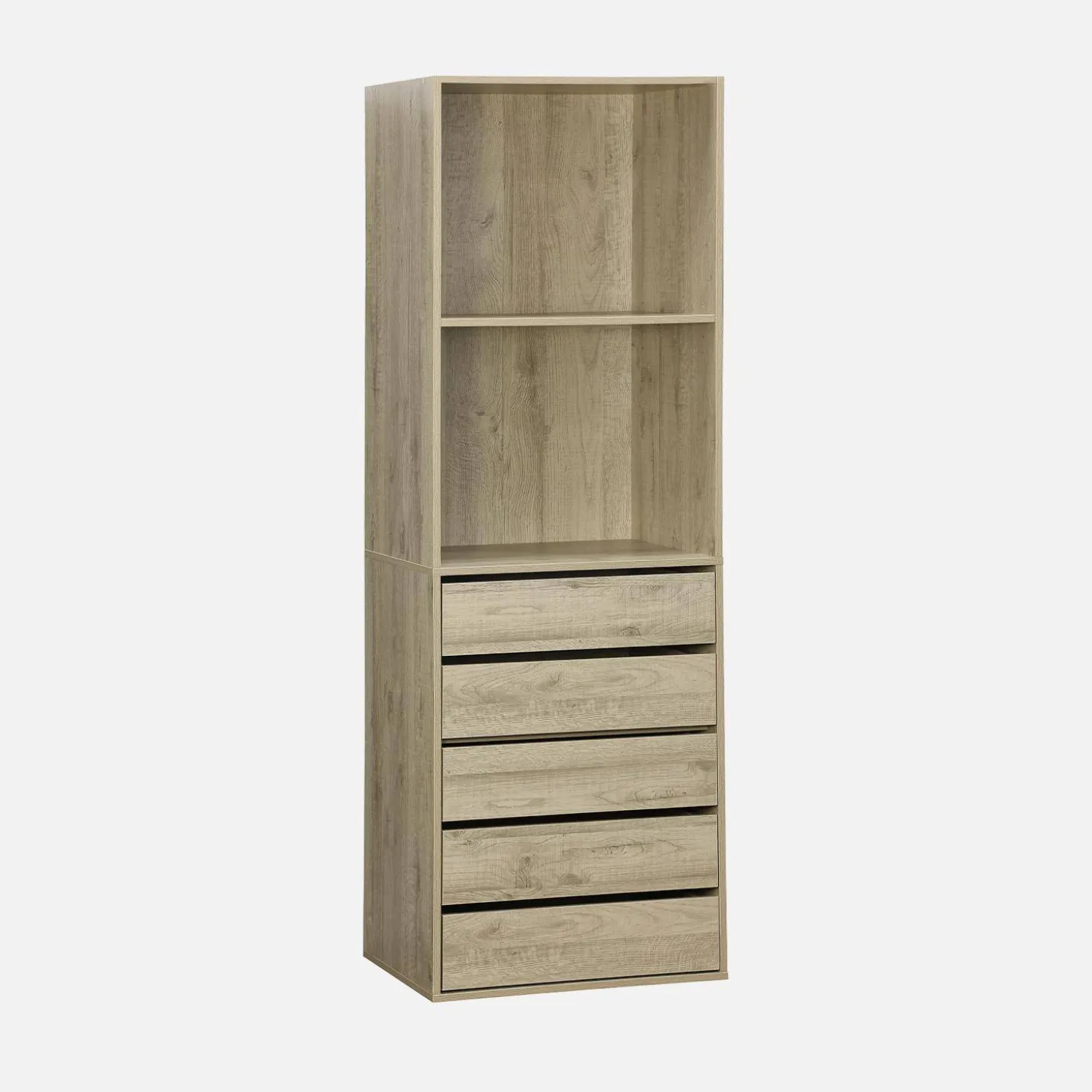 Ankleidemodul mit 5 Schubladen und 2 Regalen