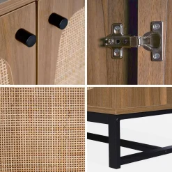 Anrichte mit Rattan-Geflecht und Holzdekor 2 Türen 100 cm