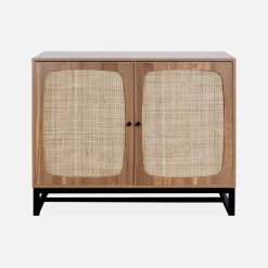 Anrichte mit Rattan-Geflecht und Holzdekor 2 Türen 100 cm