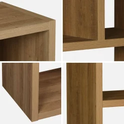 Asymmetrisches Bücherregal im Holzlook 5 Ebenen 10 Stauräume