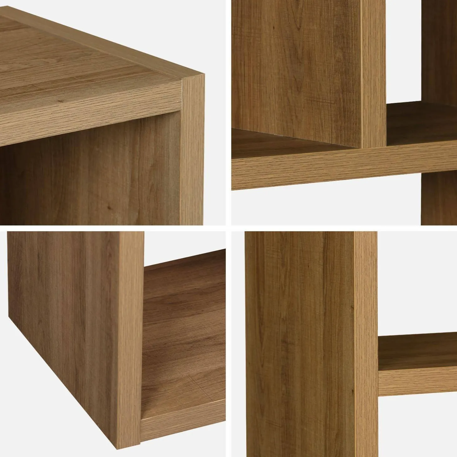 Asymmetrisches Bücherregal im Holzlook 5 Ebenen 10 Stauräume