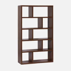 Asymmetrisches Bücherregal im Holzlook 5 Ebenen 10 Stauräume