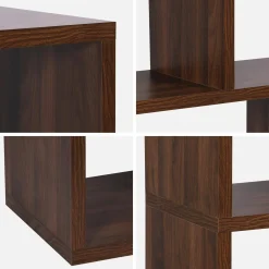 Asymmetrisches Bücherregal im Holzlook 5 Ebenen 10 Stauräume