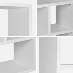 Asymmetrisches Bücherregal im Holzlook 5 Ebenen 10 Stauräume