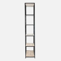 Asymmetrisches Regal aus Metall mit Holzdekor