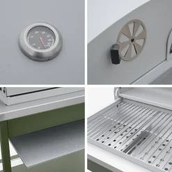 Außenküche aus Edelstahl mit Holzkohlegrill, Spüle und Regal, 3 Elemente