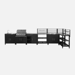 Außenküche 7 Elemente aus Stahl + Gasgrill 4 Brenner