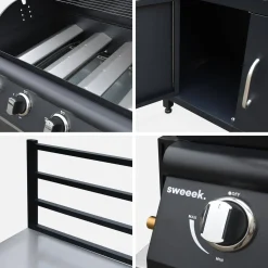 Außenküche 7 Elemente aus Stahl + Gasgrill 4 Brenner