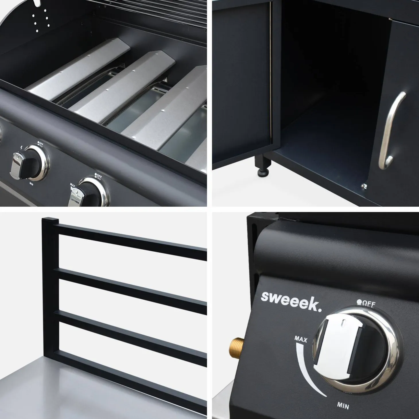 Außenküche 7 Elemente aus Stahl + Gasgrill 4 Brenner