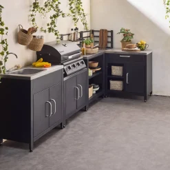 Außenküche 5 Elemente aus Stahl + Gasgrill 4 Brennern