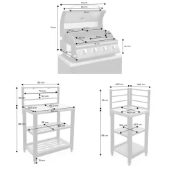 Außenküche 5 Elemente aus Stahl + Gasgrill 4 Brennern