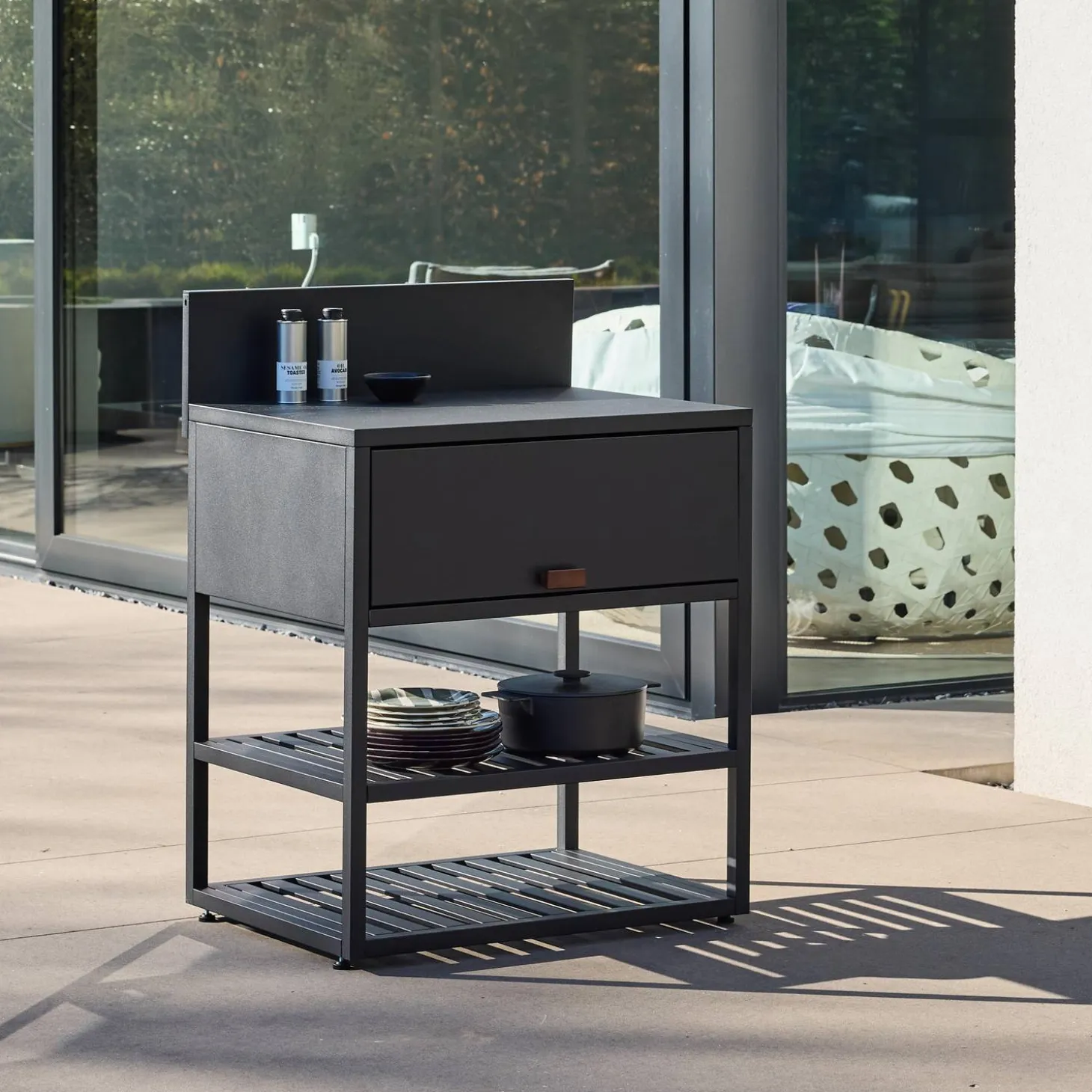 Außenküche Stahl 1 Fach 2 Regale B 80 cm