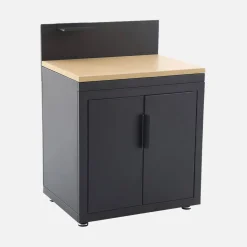 Außenküche Stahl und Holzdekor 2 Türen 1 Haken B 80 cm