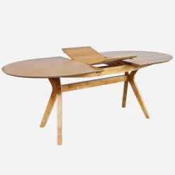 Ausziehbarer Esstisch, oval, 160-200 cm 6-8 Personen MDF und Eichenfurnier