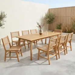 Ausziehbarer Gartentisch Akazienholz + 8 Stühle