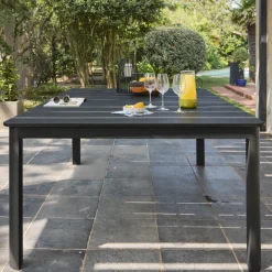 Ausziehbarer Gartentisch aus Aluminium 199/258,5cm für 12 Personen