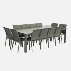 Ausziehbarer Gartentisch aus Aluminium 199/258,5cm für 12 Personen