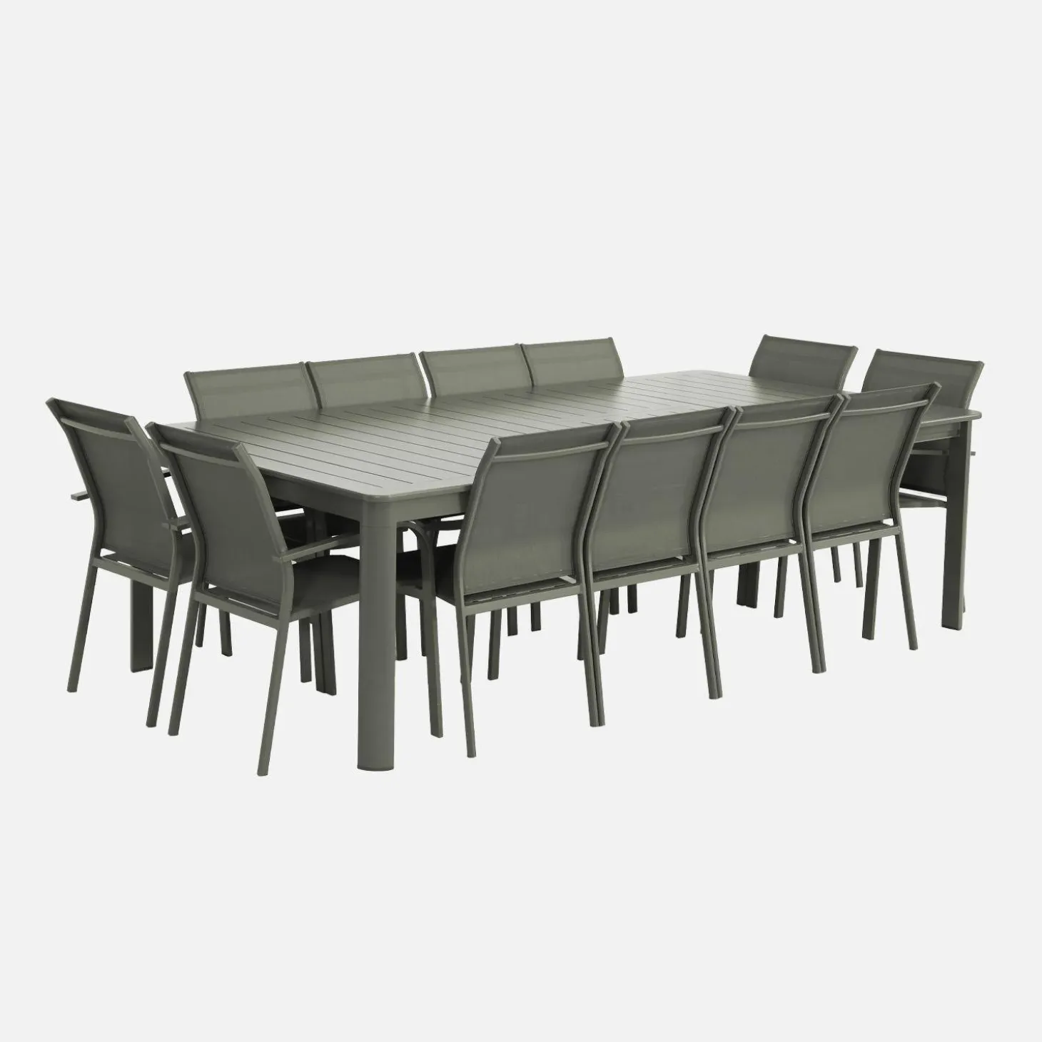 Ausziehbarer Gartentisch aus Aluminium 199/258,5cm für 12 Personen