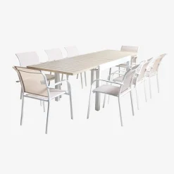 Ausziehbarer Gartentisch aus Aluminium, 8 Personen