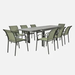 Ausziehbarer Gartentisch aus Aluminium, 8 Personen