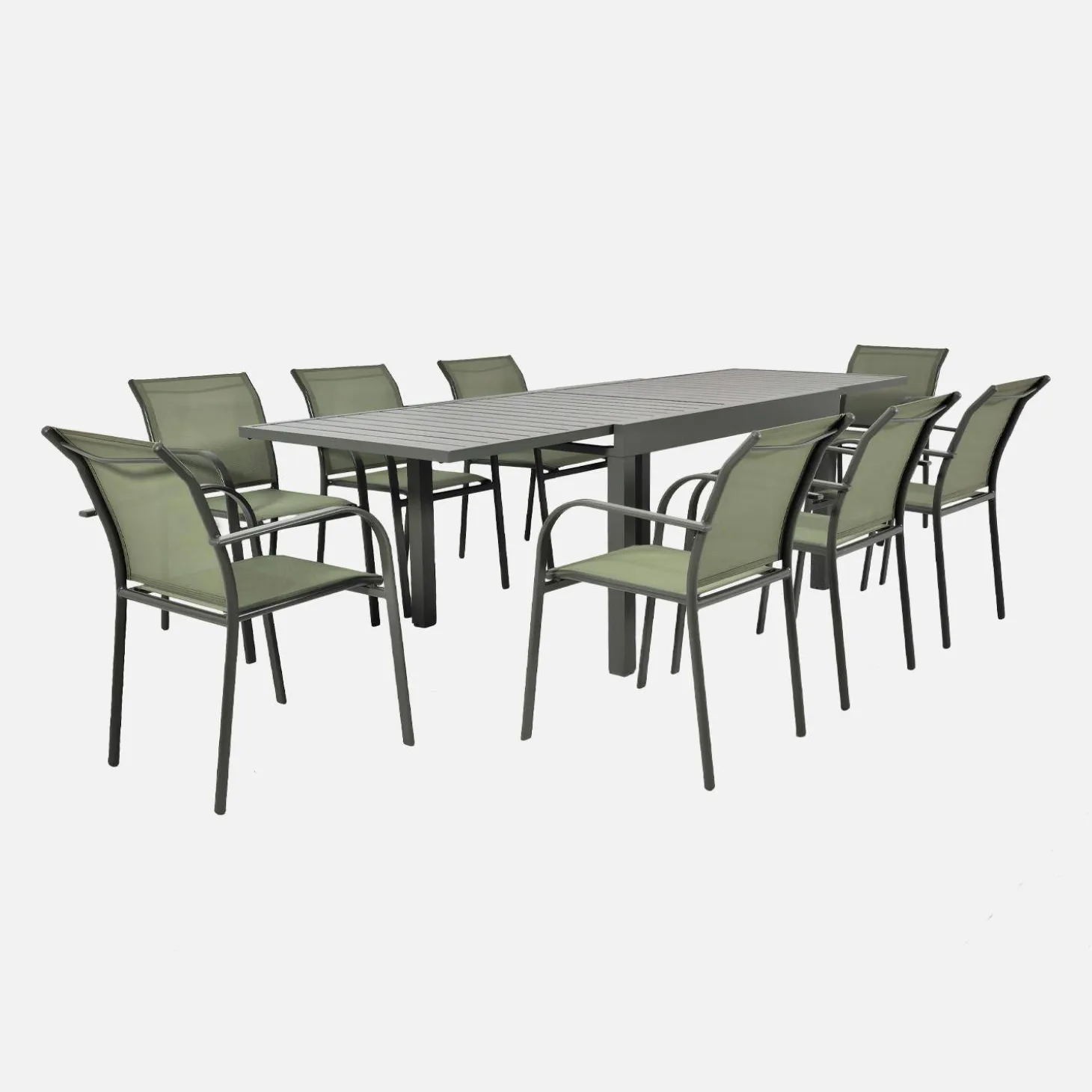 Ausziehbarer Gartentisch aus Aluminium, 8 Personen
