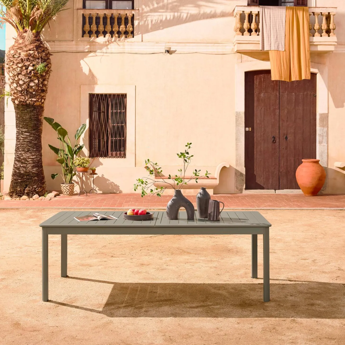 Ausziehbarer Gartentisch aus Aluminium, 10 Plätze