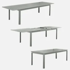 Ausziehbarer Gartentisch aus Aluminium, 10 Plätze