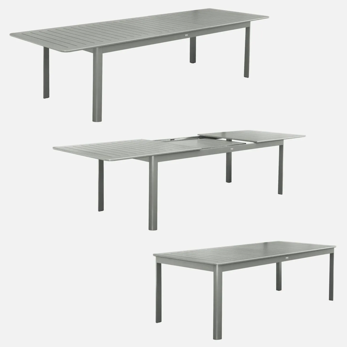 Ausziehbarer Gartentisch aus Aluminium, 10 Plätze